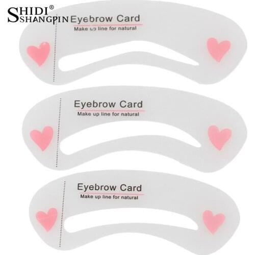 SHIDISHANGPIN 3Pcs Eyebrow Stencils Eye Brow DIY Drawing Guide Styling Shaping Grooming Template Card Makeup Tool