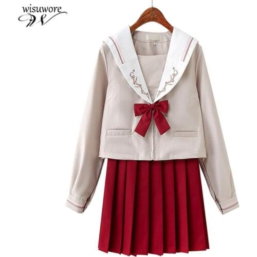 School Dresses Japanese First Love Suit Female JK Uniform Bad Girl Costume Student Japan Sailor Suit Pleated Skirt with Bow Tie
