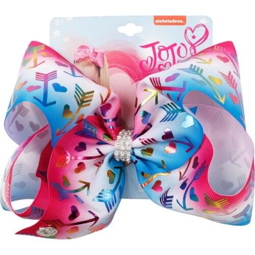 8" Arrow Jojo Siwa Bows Hairpin Bronzing Hair Clip Bowknot Hairgrips Fashion Party Hair Accessories for Girl Barrettes