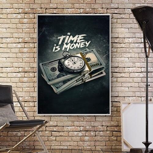 Modern Canvas Print Vintage Painting Time Is Money Wall Art Nordic Quotes Poster Picture For Living Room Cuadros Decoration