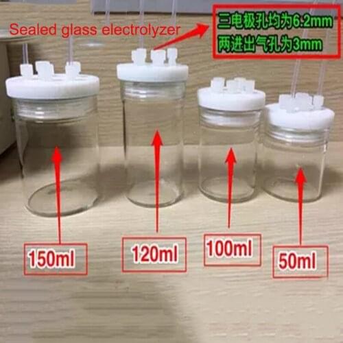 Glass sealed electrolytic cell, sealed electrolyzer, three electrode system 60ml 80ml 100ml 150ml 180ml