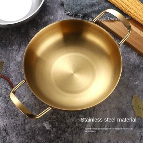 Style instant noodle pot stainless steel soup pot Korean golden Ramen pot seafood pot thickened army pot household noodle pot