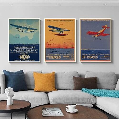 Air France Aircraft Vintage Decoration Mural Retro Poster Canvas Painting and Living Room Wall Art Prints for Modern Home Decor