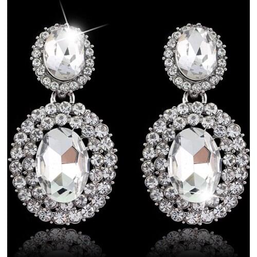 BLIJERY Black Silver Color Vintage Crystal Drop Earrings s for Women Statement Earring Brides Wedding Party Jewelry Gift