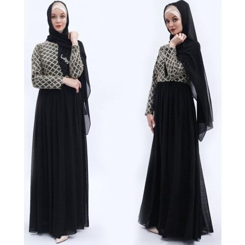 Factory sequined beading thicker chiffon Muslim Robe syari female Dubai full Muslim abaya Arab Worship Service abaya wq2074
