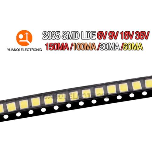100pcs High Brightness SMD LED 2835 1W White 6V 9V 18V 36V 150MA/100MA/30MA/60MA