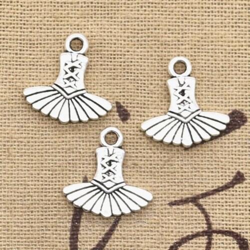 15pcs Charms Ballet Dress Tutu Ballerina 17x17mm Antique Making Pendant fit,Vintage Tibetan Silver color,DIY Handmade Jewelry
