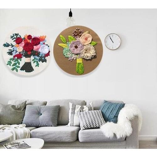 20x20cm Flower Shop Plant Series European embroidery kit simple three-dimensional embroidery Ribbon kit embroidery needlework