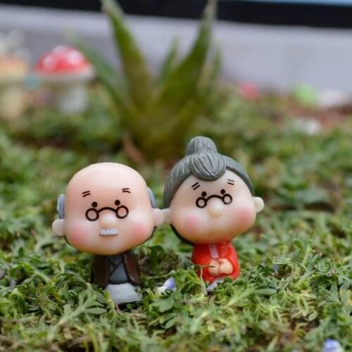 4Pcs Miniature Old Granny Grandpa Doll Ornaments Home Garden Crafts Decoration