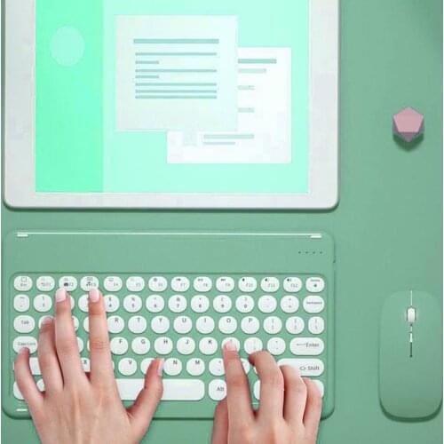 Bluetooth Keyboard and Mouse Retro Round Teclado Wireless Microsoft Mouse Tablet Smartphone Laptop Android Keyboard For iOS S1O3