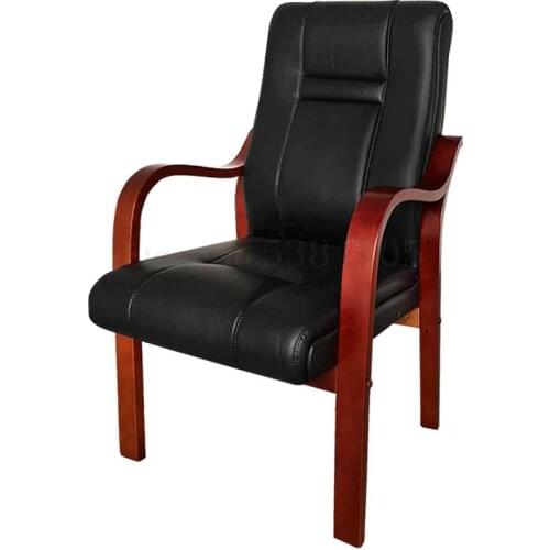 Solid wood office conference chair computer chair solid wood handrail leather chair four-legged chess board mahjong chair