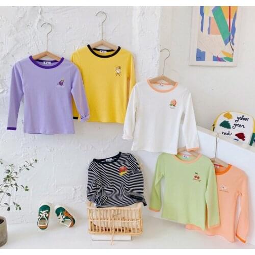 Childrens Long Sleeve T Shirt 2021 New Baby Girls Cotton Cartoon Tops Boys Fashion Bottoming Shirt Kids Clothing Toddler Tshirt