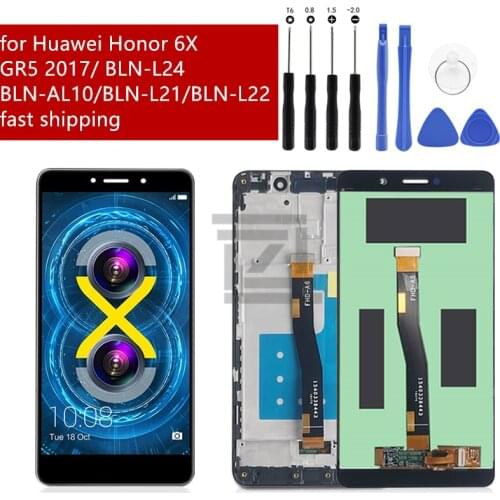 For Huawei Honor 6X LCD BLN-AL10 BLN-L21 Replacement LCD digitizer assembly with frame for Huawei GR5 2017 Smartphone