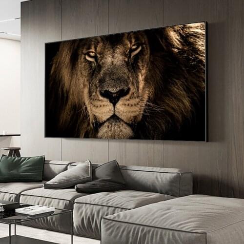 Animals Face Canvas Paintings African Large Lion Leopard Wall Art Posters Prints Animals Lions Art Pictures for Living Room