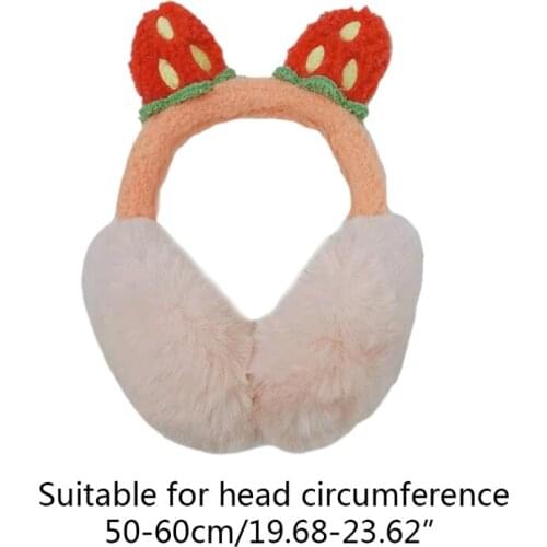 Korean Women Student Winter Fluffy Plush Earmuffs Cute Cartoon 3D Strawberry Ears Earflap Foldable Portable Ear Warmers Covers H