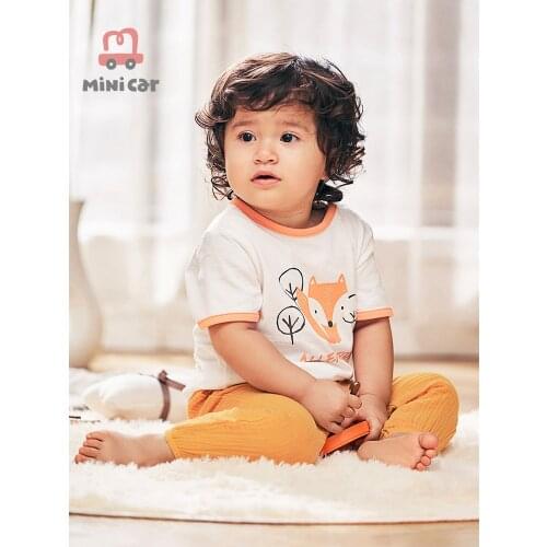 2021 Summer Fashion Unisex Dinosaur T-shirt Children Boys Short Sleeve Fox T-shirt Baby Cotton Top Girls 3-5 Years Old Kitten