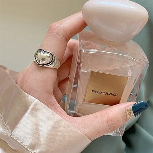 Metal Geometry Heart-shaped Open Ring Retro Do Old Personality Index Finger Ring Women Jewelry Party Gift Wedding 2021