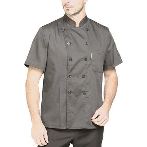 Men Women Plus Size Short Sleeve Classic Chef Jacket Coat Summer Restaurant Cook Uniforms Food Service Work Apparel With Pockets