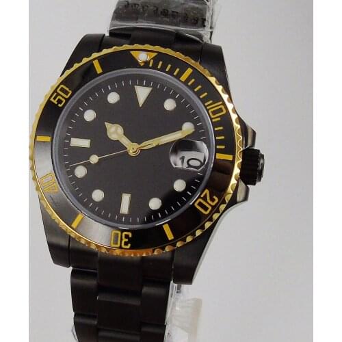 Dress PVD Plated 40mm Men Watch Automatic NH35 MIYOTA 8215 Watch Sapphire Crystal Deployment Clasp