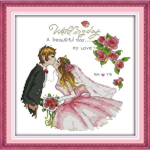 Wedding cross stitch kit people lover 18ct 14ct 11ct count pre printedcanvas stitches embroidery DIY handmade needlework plus