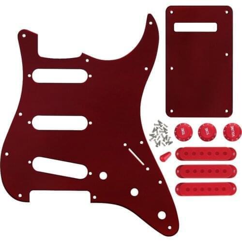 Set of 11 Holes SSS Guitar Pickguard Backplate Closed Pickup Cover 2T1V Knobs Switch Tip Screws for Strat Guitar