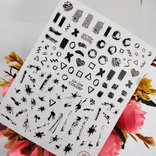 Symbol Ink Geometry Stickers for nails Design Triangle Self adhesive Nail Art Decoraciones Sliders Foil Manicure Accessories