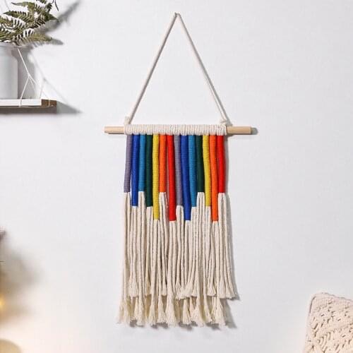 Natural Pure Cotton Thread Ins Style Rainbow Macrame Wall Hanging Boho Tassel Home Decoration For Living Rooms Bedrooms