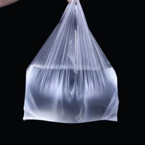 New 100Pcs Transparent Bags Supermarket Plastic Bags With Handle Shopping Bag Food Packaging 15-26cm/20-30cm/24-37cm/28-48cm