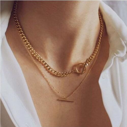 Gold Silver Color OT Buckle Clavicle Chain Pendant Necklace for Women 2021 Fashion Jewelry Short Necklaces Female New
