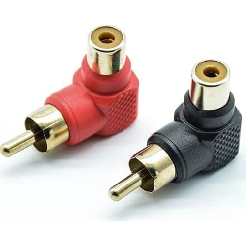 2Pcs 90 Degree RCA Right Angle Connector Plug Adapters Male To Female M/F 90 Degree Elbow Audio Adapter