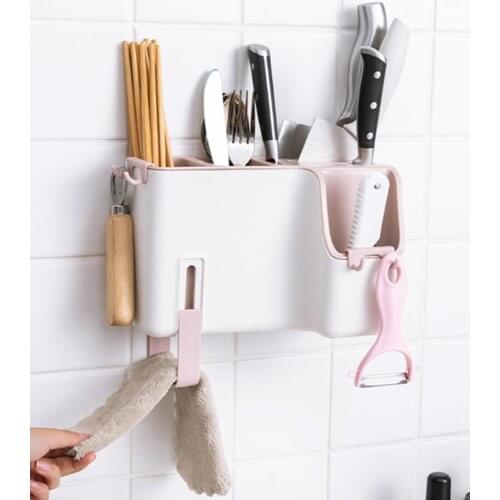 Home Tableware Storage Box Chopsticks Spoon Fork Cutlery Drying Rack Wall-mounted Organizer Boxes Kitchen Utensil Holder
