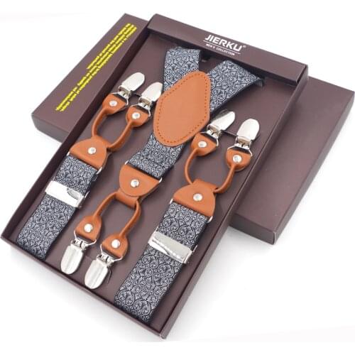 2019 New Mens Braces Fashion Leather Suspenders 6 clips Suspensorios Adjustable Belt Strap High Quality Tirantes 3.5*120cm