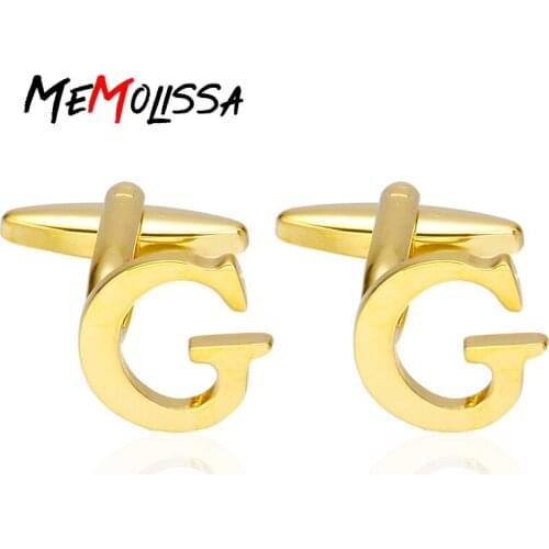 Memolissa Luxury Gold Letter G Shirt Cufflinks for Mens gift Brand Cuff buttons cuff link High Quality abotoaduras Jewerly