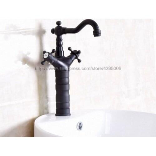 Bathroom Basin Faucet Oil Rubbed bronze finish Brass Sink Faucet Double Handle Vessel Sink Water Tap Mixer Bnf140