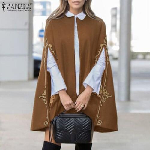 Stylish Embroidery Capes Coats ZANZEA 2021 Women Floral Jackets Casual Open Front Ponchos Cloak Female Thin Outwear Oversized 7