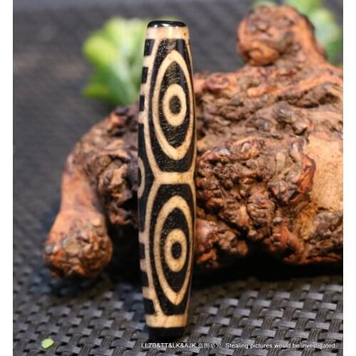 Treasure Magic Power Tibetan Old Agate 6 Dragon Eye Long dZi Bead 75MM Totem Pendant AA++ Timestown UPD210106A