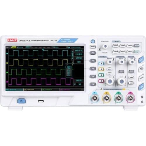 UNI-T UPO2074CS Digital Phosphor Oscilloscope 4 Channels 70MHz Bandwidth 1GS/s 8 Inches TFT LCD USB LAN Interface