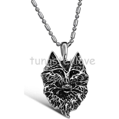 Unique 316L Stainless Steel Wolf Canine Tooth Shaped Pendant Necklace Men Cool Design Gift Jewelry