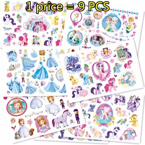 SHNAPIGN 9 pcs/lot Pony Princess Temporary Body Arts,Flash Tattoo Stickers 17*10cm,Waterproof Children Loves Toy Tatoo Stickers