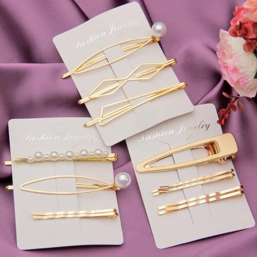 1 Set Solid Pearl Hair Clips for Women Hair Barrette Fashion Hairpins Snap Barrettes Trendy Handmade Hair Styling Accessories