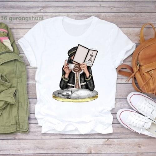T shirt femme, women have a cup of coffee in their leisure time graphic tees women t shirt Harajuku camiseta mujer tshirt