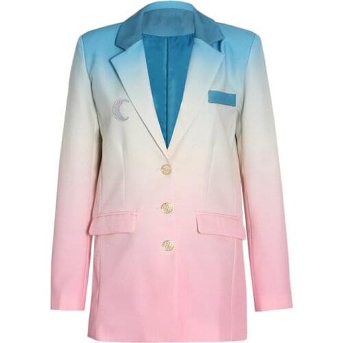 2021 spring new fashion temperament gradient color single-breasted design long-sleeved suit jacket female trend