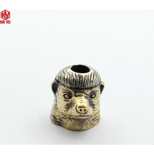 1PC EDC Paracord Beads Honey Badger Ratel Retro Brass Copper Oxide Umbrella Rope Cord Lanyard Pendants Knife Beads