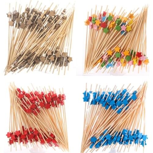 100PCS Star Fruit Picks Sandwich Salad Buffet Dessert Food Decorative Sticks Aperitif Cocktail Stick Cute Disposal Toothpicks