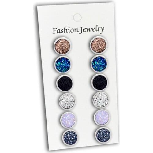 12mm Silver Color Shinning Resin Stud Earring for Women Bohemian Earring Female Fashion Jewelry