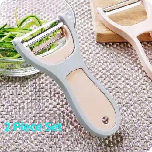 2 in 1 Vegetable Fruit Peeler Stainless Steel Dual Kitchen Planer Cutter with Smooth & Serrated Blades Kitchen Tools
