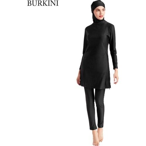 2020 Muslim Girls Swimsuit Modest Islamic Holiday Beach Bathing Suit Long Sleeve Three Piece Burkinis Swimwear