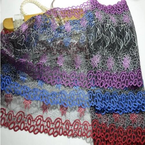 3 Meters/lot Bilateral Luxury African Lace Fabric Wedding Party Dress Accessories Embroidery Lace Trims 24cm Width