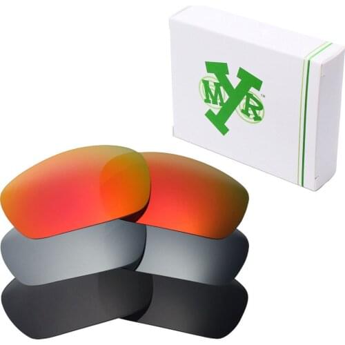 3 Pairs Mryok POLARIZED Replacement Lenses for Oakley Jawbone Sunglasses Stealth Black & Fire Red & Silver Titanium