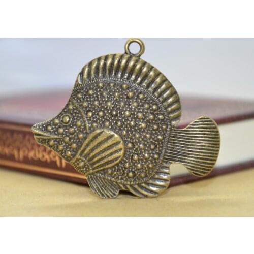4Pcs Zinc Alloy Charms Antique Bronze Plated fish Charms Pendants Metal Jewelry Findings Fit DIY 45*39mm D771